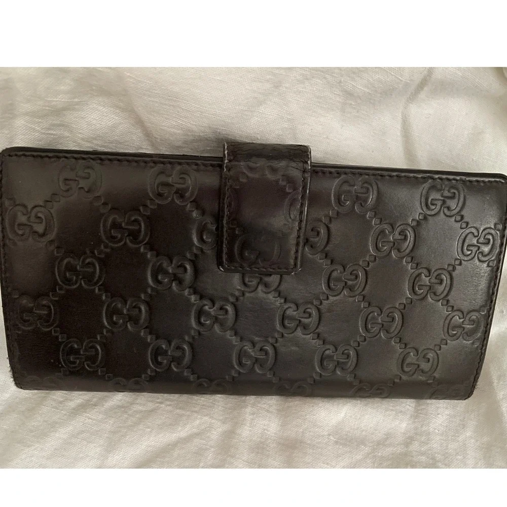 Gucci Dark Brown Guccissima Leather Long Continental Wallet Monogram Logo #665 - Picture 2 of 10